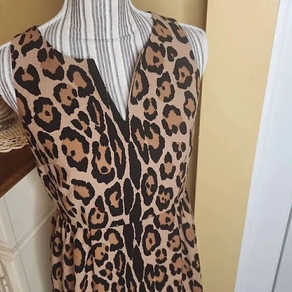 Loft animal print sleeveless above knee mini dress women's size 4p - Picture 2 of 5